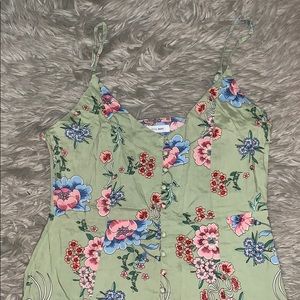 Green floral maxi dress.